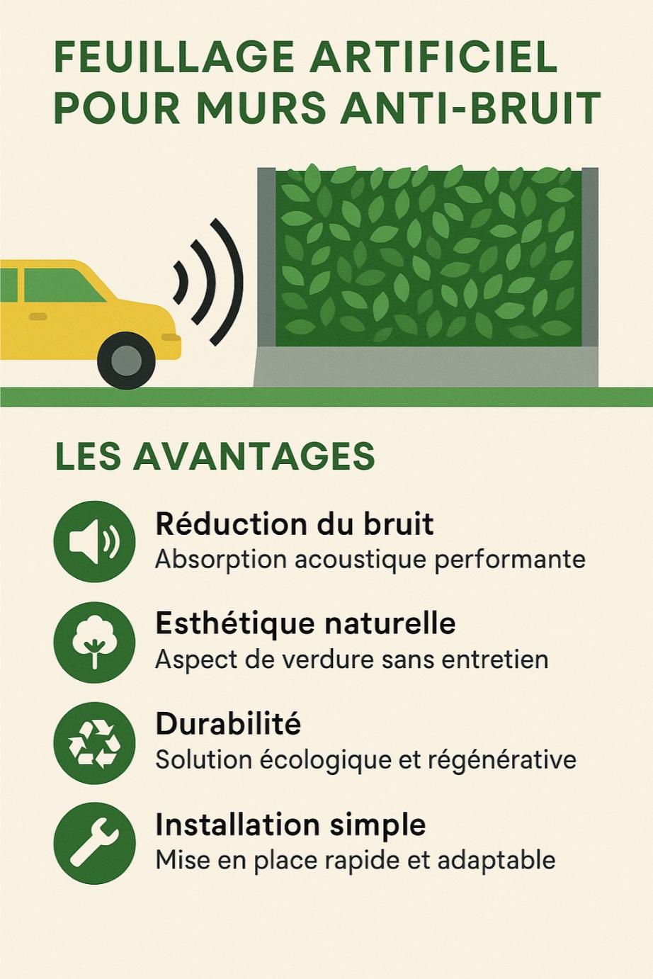 feuillage synthetique mur anti bruit
